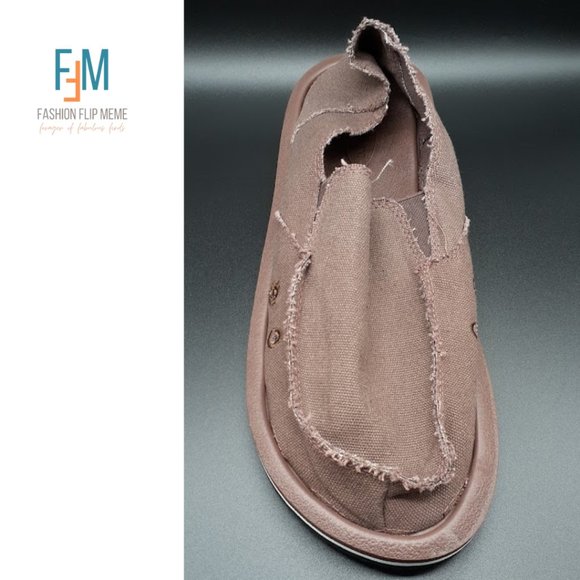 Unisex Unique Raw Edge Canvas Slip-On Boat Shoes - Picture 7 of 7